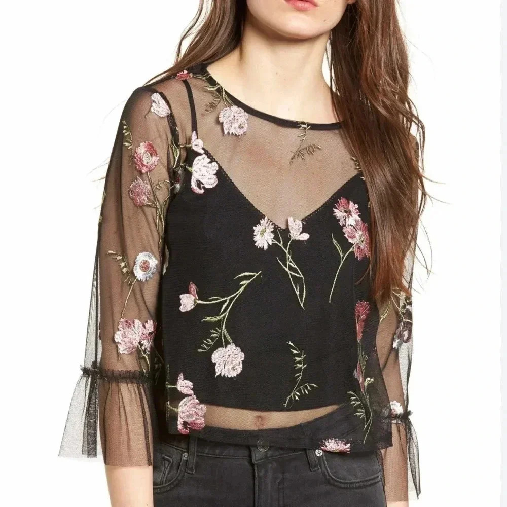 Ten Sixty Sherman Mesh Floral Top